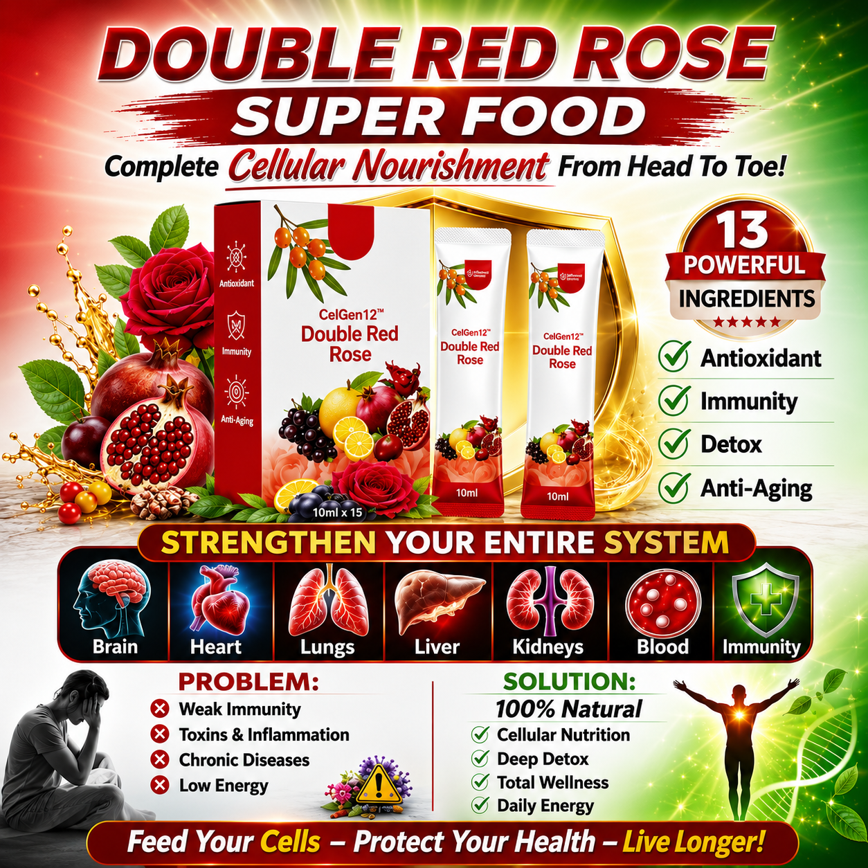 Double red rose superfood vitality boost